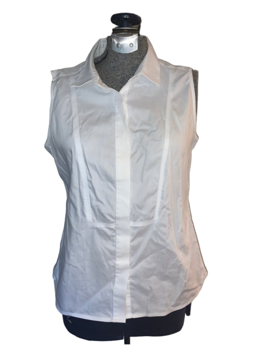 Women's Calvin Klein White Sleeveless Non-Iron Button Down Shirt Size medium